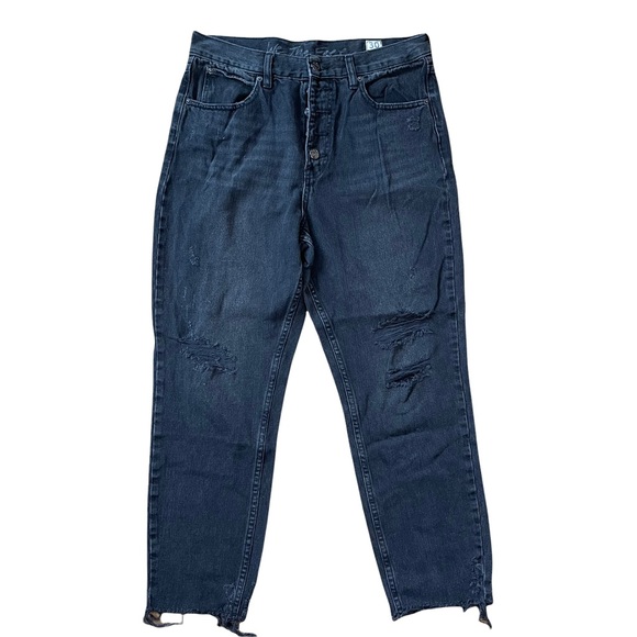 We the Free Black Regular High Rise Distressed Jeans Button‎ Fly - Picture 1 of 14